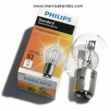 Motosiklet Farı Ampulu 12 Volt 35/35 Watt (S2) 12728C1 Phılıps Marka Cup 100/110, Cg 125  ve Scooter Uyumlu