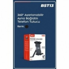 Telefon Tutucu Ayna Bağlantılı 360' Ayarlanabilir Blic Marka Siyah Renk Motosiklet Uyumlu Telefonluk