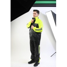 MOTOSİKLET YAĞMURLUK SARI SİYAH RENK 2 PARÇA TAKIM CEKET ve PANTOLON, TÜRK MALI. (L Beden)