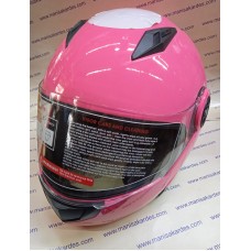 Kask Çeneden Açılan Camlı ve Gözlüklü Pembe Renk Helmet Marka S 55-56 Beden Motosiklet Uyumlu