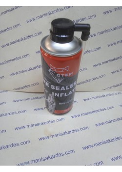 Köpük Tubeless Lastik Tamir Kiti ve Şişirici Sprey 450 ml, Sarı Metal Paso Uçlu, Tıre Marka, Otomativ ve Motosiklet Uyumlu