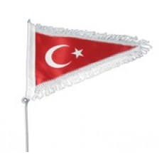 Bayrak Direği Üçgen 48 cm Bisiklet Uyumlu Beyaz ve Sarı Püsküllü Türk Malı